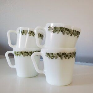 Set of 4 Vintage Pyrex Coffee/Tea Mugs "Crazy Daisy"